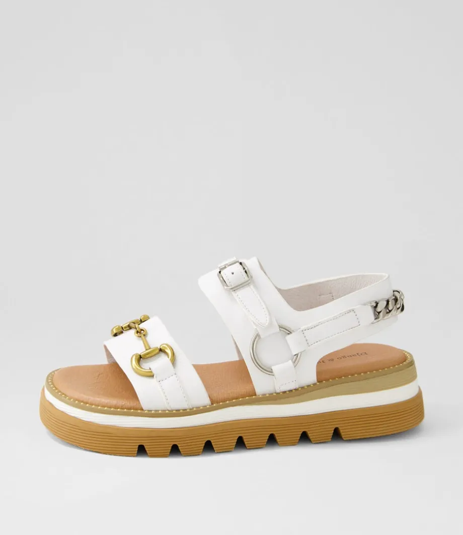 Saga White Leather Sandals