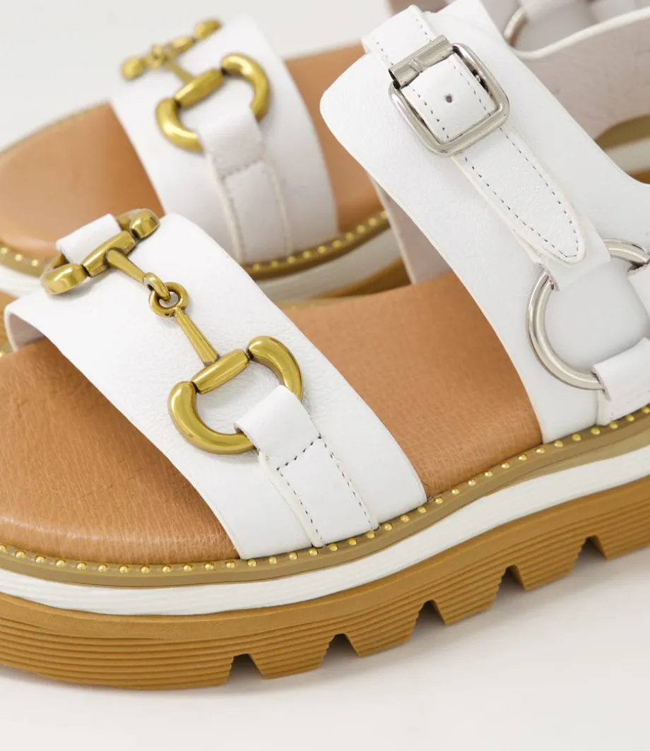 Saga White Leather Sandals