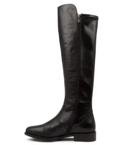 Sallies Xf Black Stretch Leather Knee High Boots