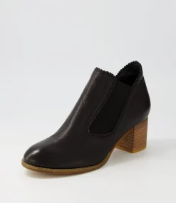 Salman Black Natural Heel Leather Ankle Boots