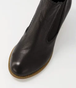 Salman Black Natural Heel Leather Ankle Boots