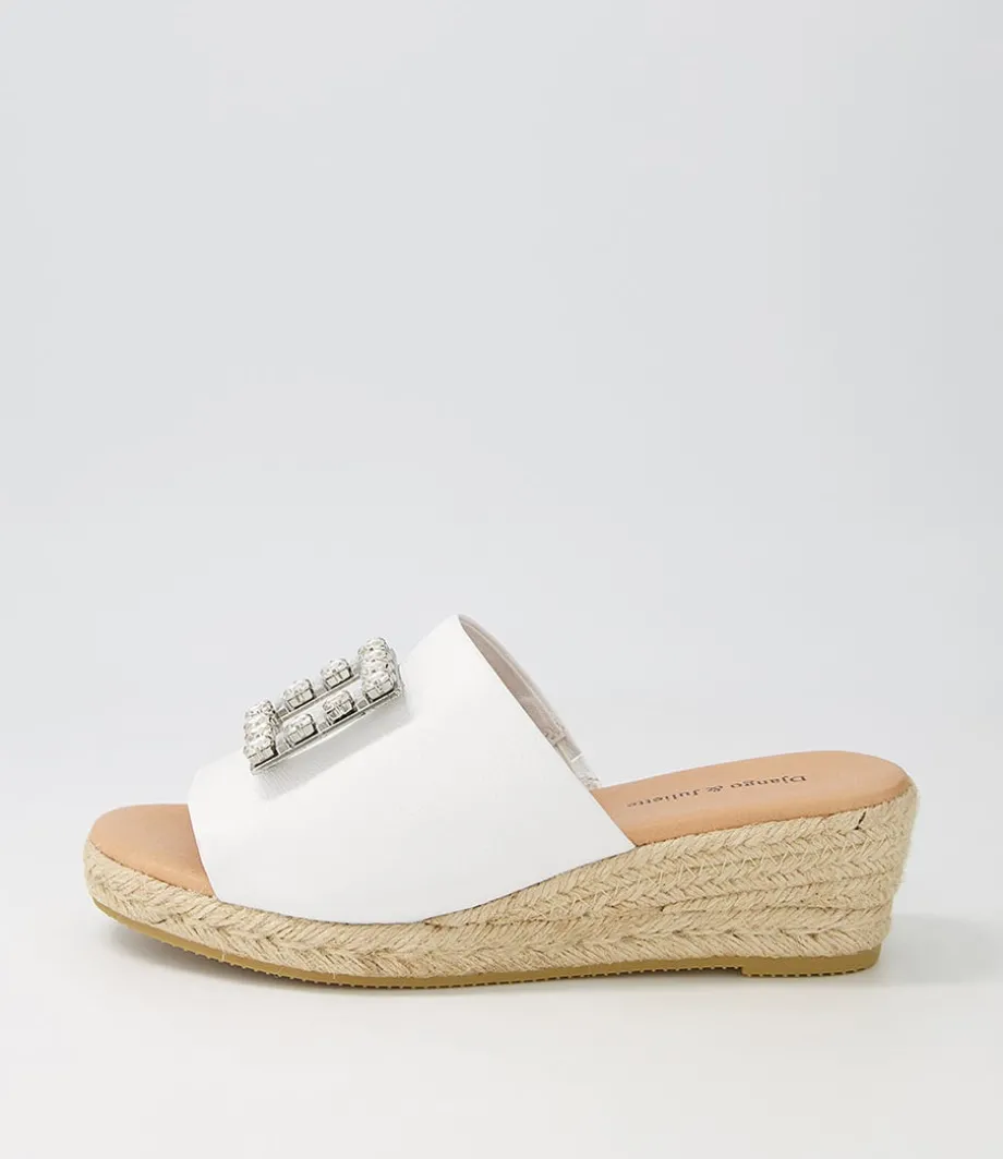 Samella White Natural Rope Leather Sandals