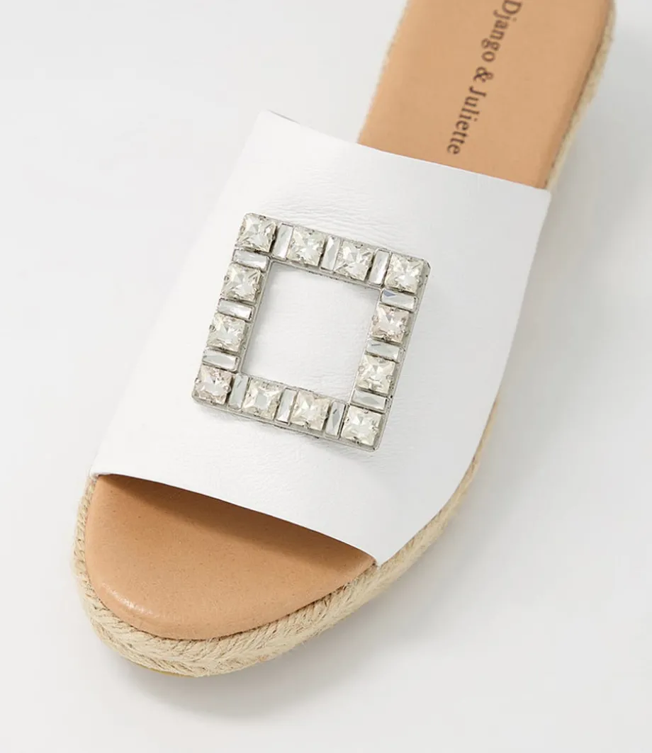 Samella White Natural Rope Leather Sandals