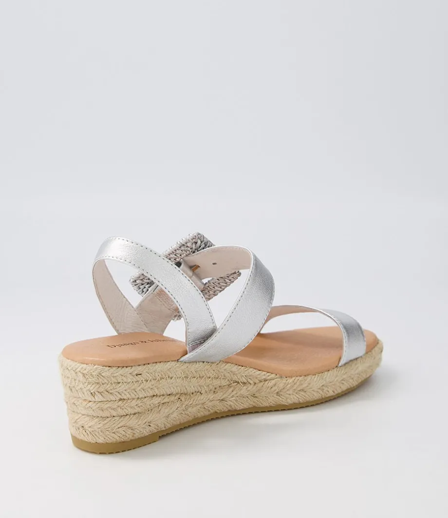 Samiya Silver Leather Buckle Espadrilles