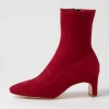 Sarski Deep Red Stretch Microsuede Ankle Boots