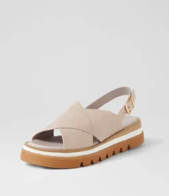 Sasi Almond Croc Leather Sandals