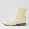 Satima Almond Leather Elastic Ankle Boots