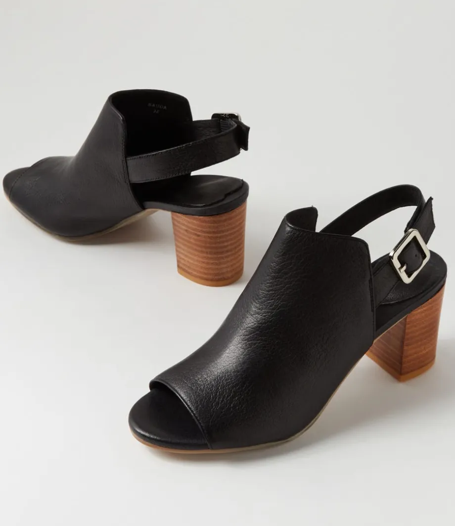 Sauda Black Natural Leather Sandals