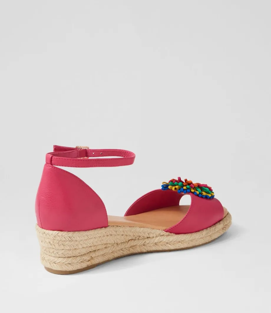 Savea Fuchsia Bright Leather Suede Espadrilles