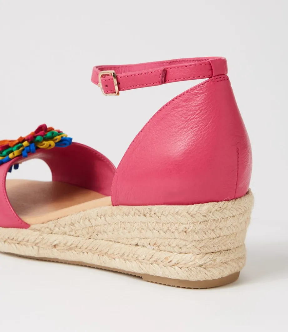 Savea Fuchsia Bright Leather Suede Espadrilles