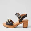 Sente Schwarz Gold Leather Sandals
