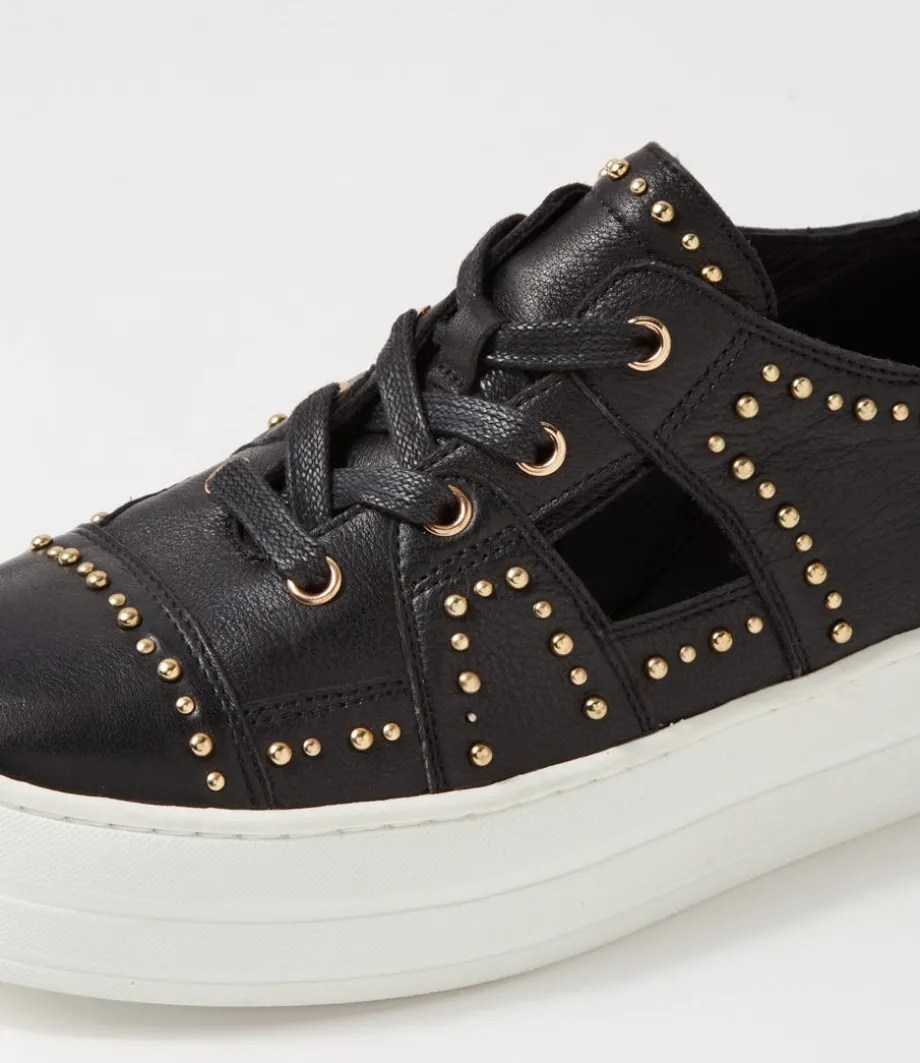 Shedd Black White Leather Sneakers