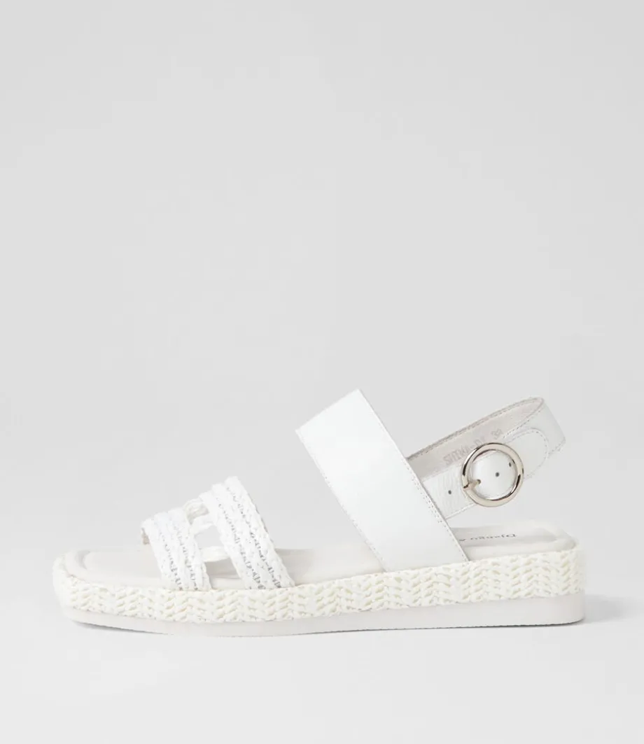 Shima White Synthetic Raffia Leather Espadrilles
