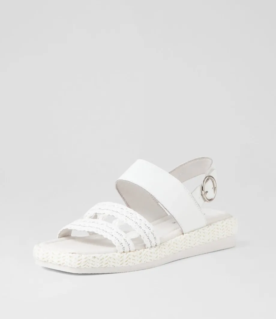 Shima White Synthetic Raffia Leather Espadrilles