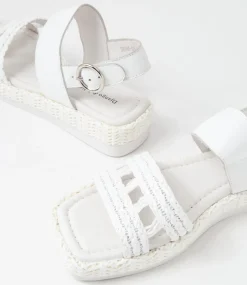 Shima White Synthetic Raffia Leather Espadrilles