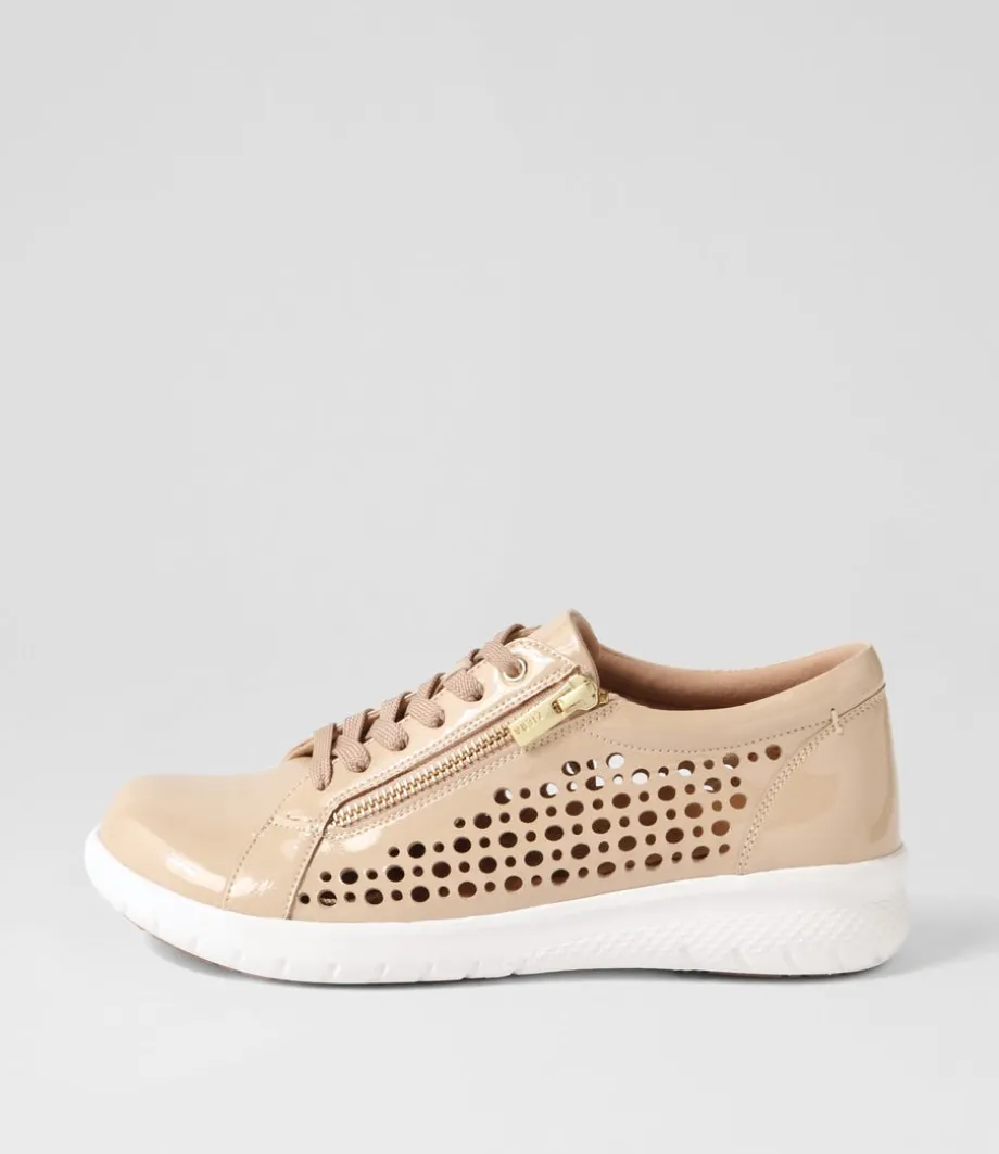 Shovo Xf Latte Wrinkle Patent Sneakers