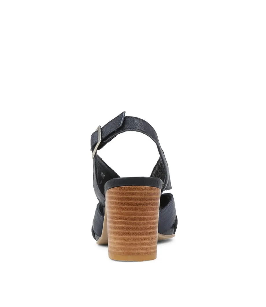Simmie Navy Leather Sandals