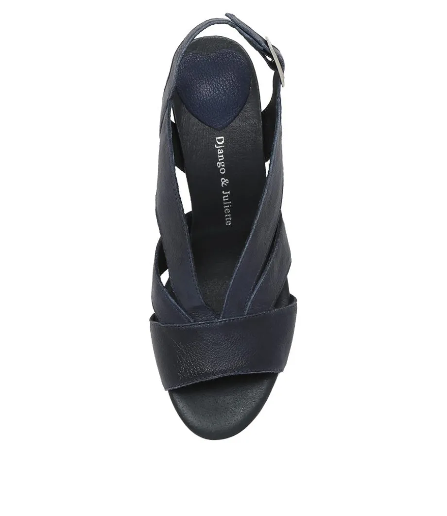 Simmie Navy Leather Sandals