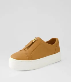 Sippu Dark Tan White Leather Sneakers