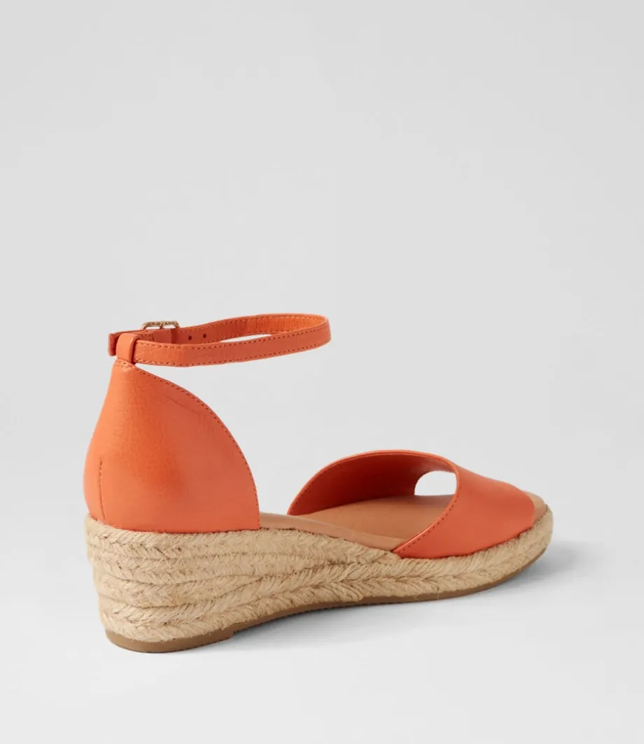 Skip Bright Orange Natural Rope Leather Espadrilles