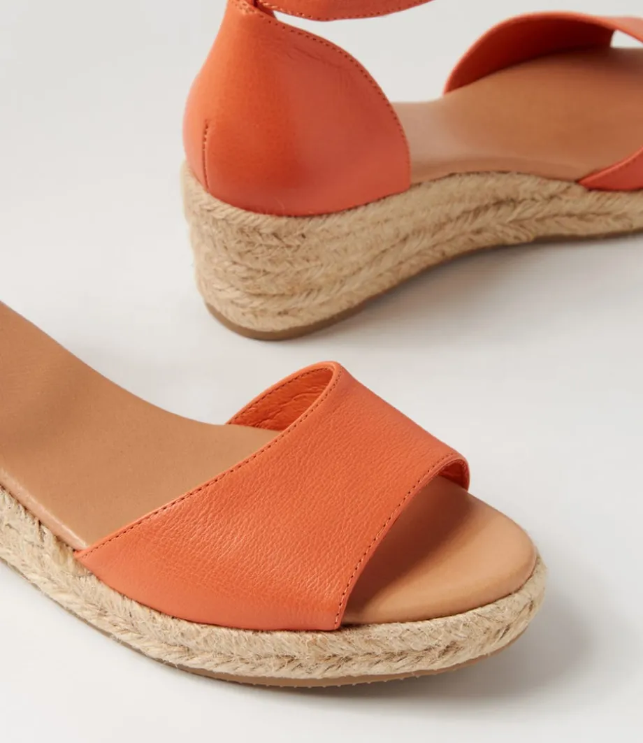 Skip Bright Orange Natural Rope Leather Espadrilles