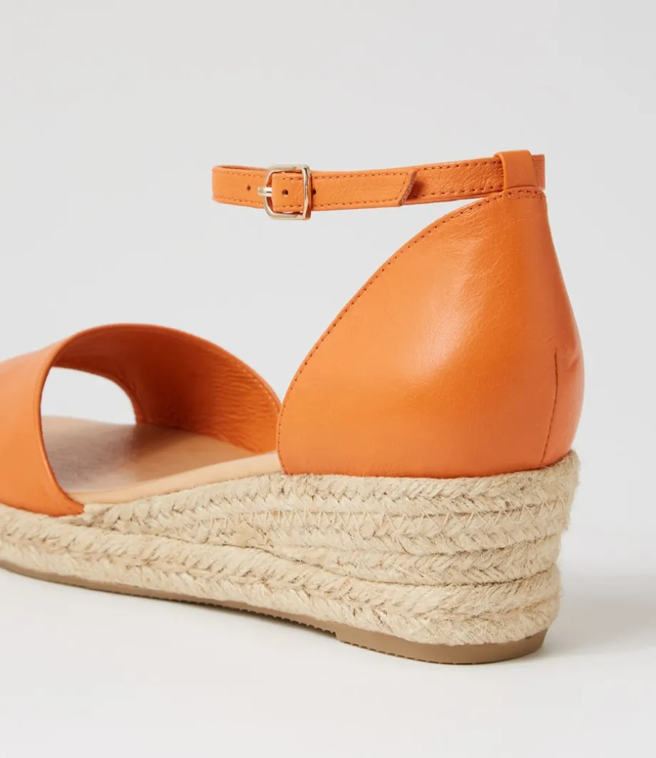 Skip Lrg Orange Natural Rope Leather Espadrilles