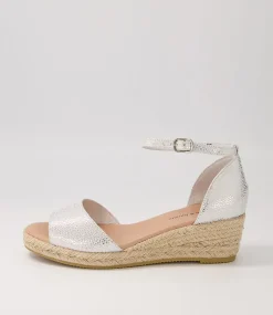 Skip Silver Natural Rope Speckle Leather Sandals