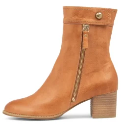 Skyy Dark Tan Leather Ankle Boots