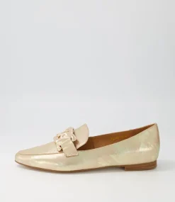 Socoro Gold Scratch Leather Loafers