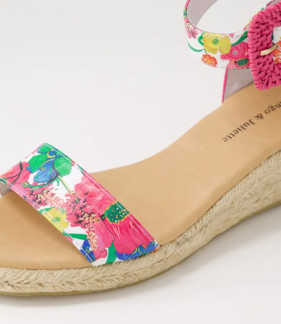Sprout Lrg White Flowermania Leather Espadrilles