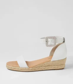 Sprout Lrg White Leather Buckle Espadrilles