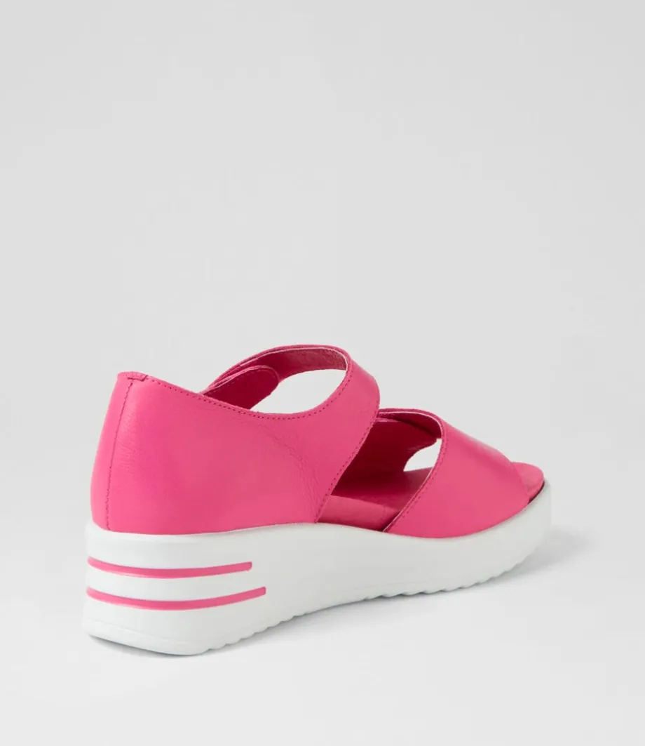 Sunnieys Xw Fuchsia White Leather Sandals