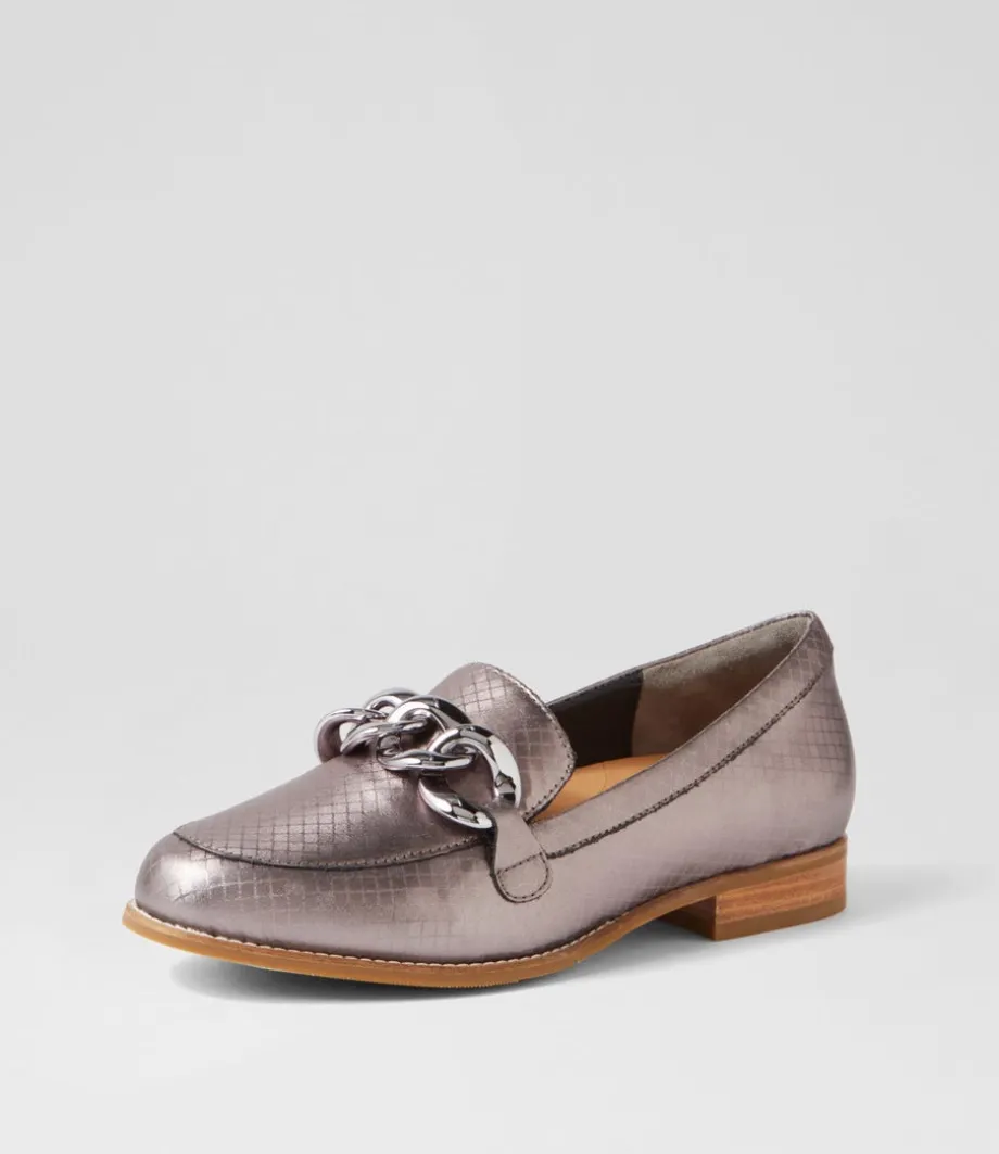 Tamest Xf Pewter Squares Leather Loafers
