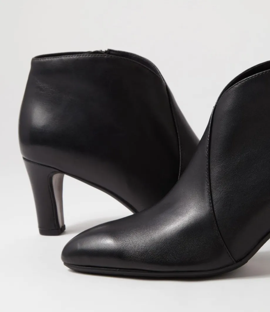 Templess Black Leather Ankle Boots