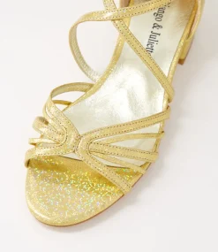 Tenna Gold Glam Leather Sandals