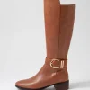Tissy Cognac Leather Knee High Boots