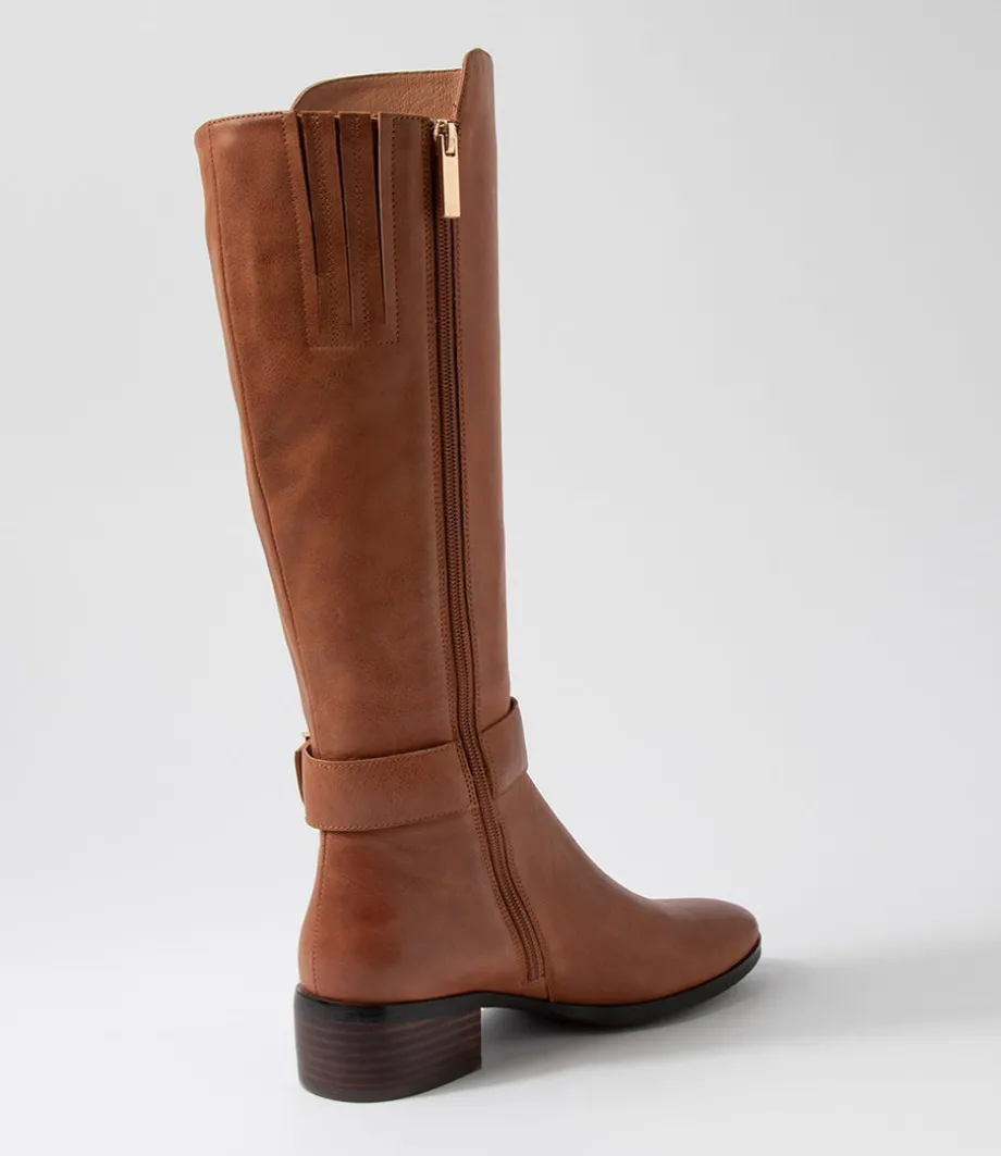 Tissy Cognac Leather Knee High Boots