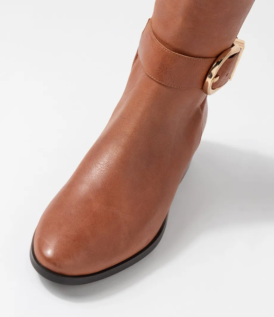 Tissy Cognac Leather Knee High Boots