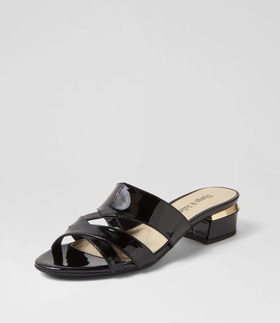 Tizza Black Patent Leather Sandals
