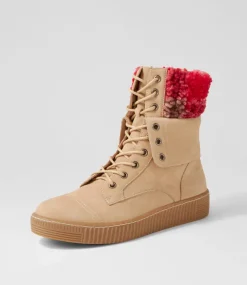 Tombi Almond Multi Nubuck Fabric Lace Up Boots
