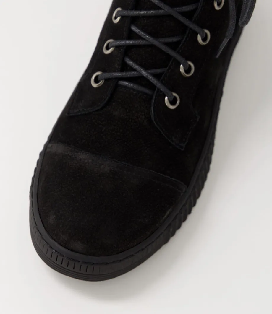 Tombi Black Grey Multi Nubuck Lace Up Boots