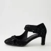 Tunis Black Sparkle Suede Mary Jane Heels