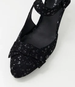 Tunis Black Sparkle Suede Mary Jane Heels
