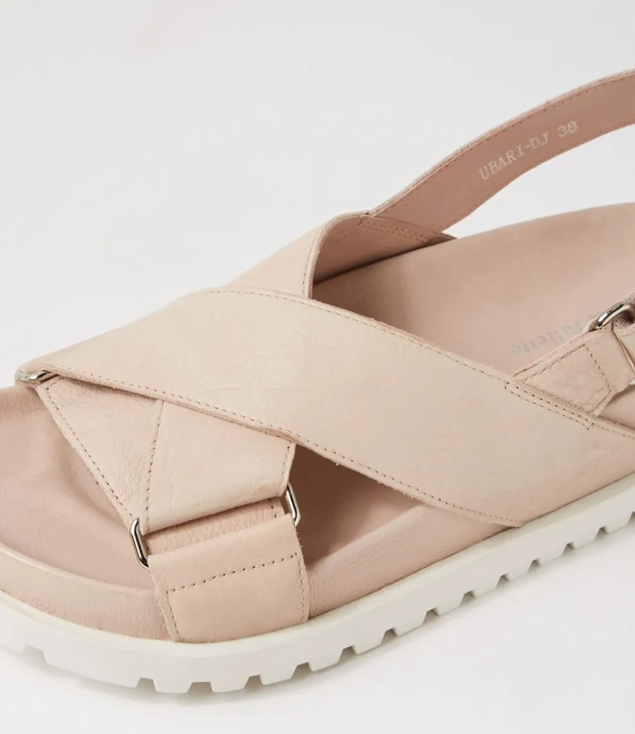 Ubari Nude White Leather Sandals