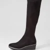 Uber Black Stretch Microsuede Knee High Boots
