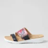 Uccoe W Navy Fuchsia Floral Leather Slides