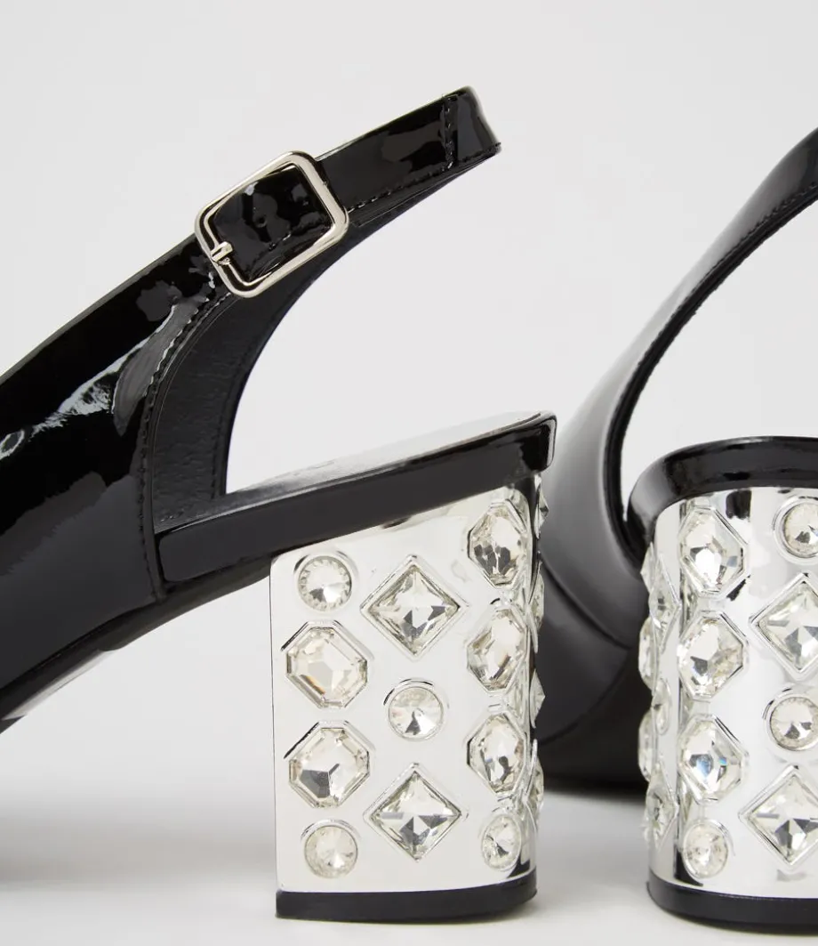 Udeem Black Patent Leather Sandals