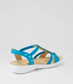 Ulover W Turquoise Leather Elastic Sandals