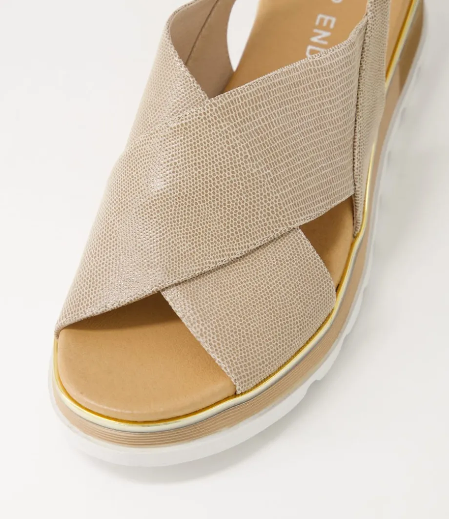 Ulrika Taupe Lizard Leather Sandals