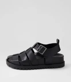 Ulycia Black Leather Sandals